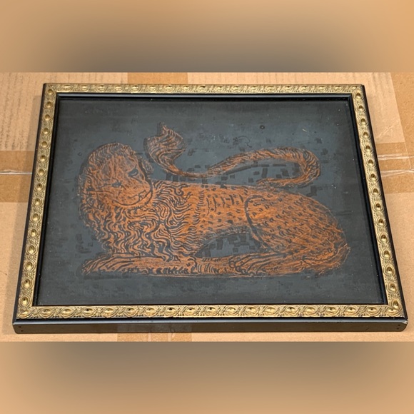 1987 Vintage Handmade Salisbury Cathedral Framed 12” x 10” Lion Brass Rubbing - Picture 2 of 16